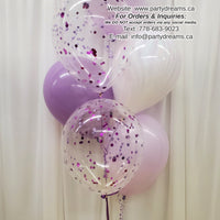 Lilac Swirl ~ 6 Standard & Confetti Latex Balloon Bouquet #CF15