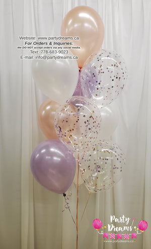 Soft Pearl Mix ~ 10 Standard & Confetti Latex Balloon Bouquet #CF13