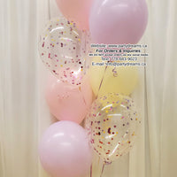 Pastel Sunshine Mix ~ 7 Standard & Confetti Latex Balloon Bouquet #CF16