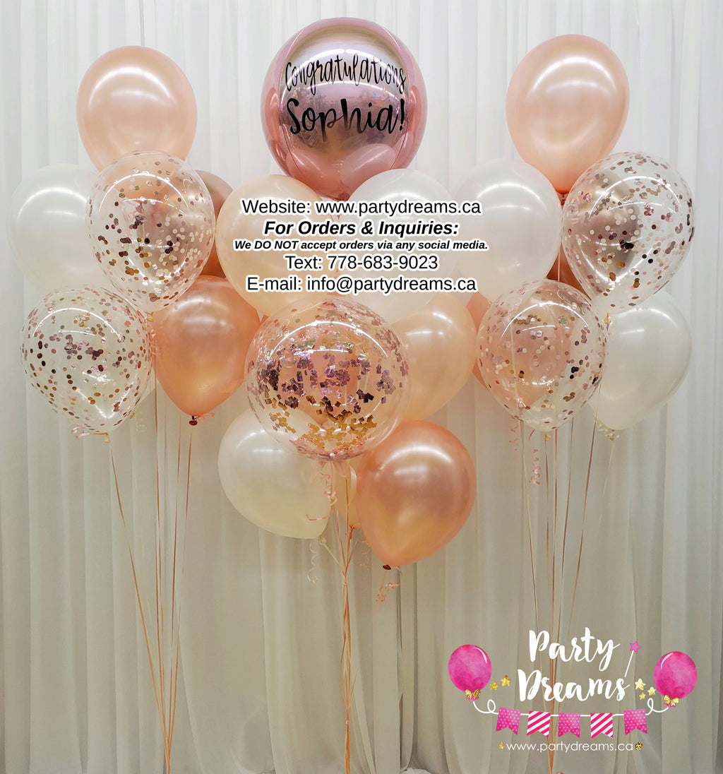 Love to See You Shine! ~ Bespoke Rose Gold Orbz Balloon Bouquet Set #212