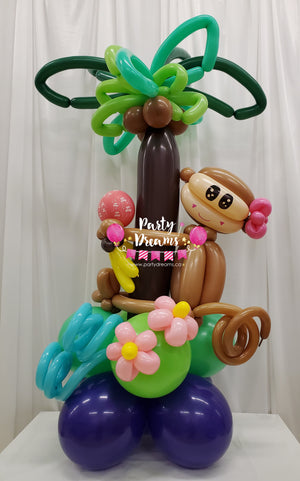 Monkey with Palm Tree Balloon Sculpture (Medium) #AM1