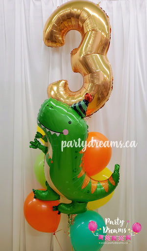 Happy Dino ~ Jumbo Number Birthday Balloon Bouquet #159