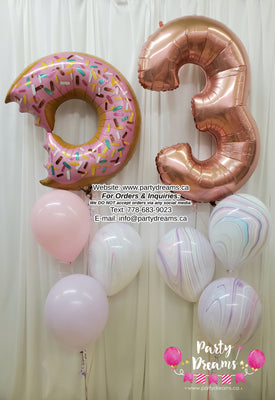 Donut Party! ~ Jumbo Number Birthday Balloon Bouquet Set #248