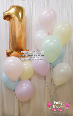 Pastel Birthday ~ Jumbo Number Birthday Balloon Bouquet Set #306