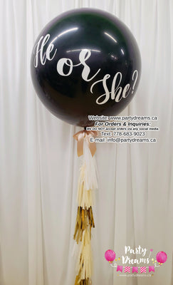 Deluxe Custom Gender Reveal Round Balloon with Tassels #332
