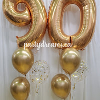 Gold Jumbo Number & Confetti Balloon Bouquet Set #JC04