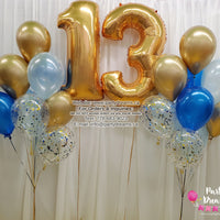 Royal Sparkle ~ Gold Jumbo Number Birthday Confetti Balloon Bouquet Set #269