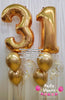 Gold Jumbo Number & Confetti Balloon Bouquet Set #JC04