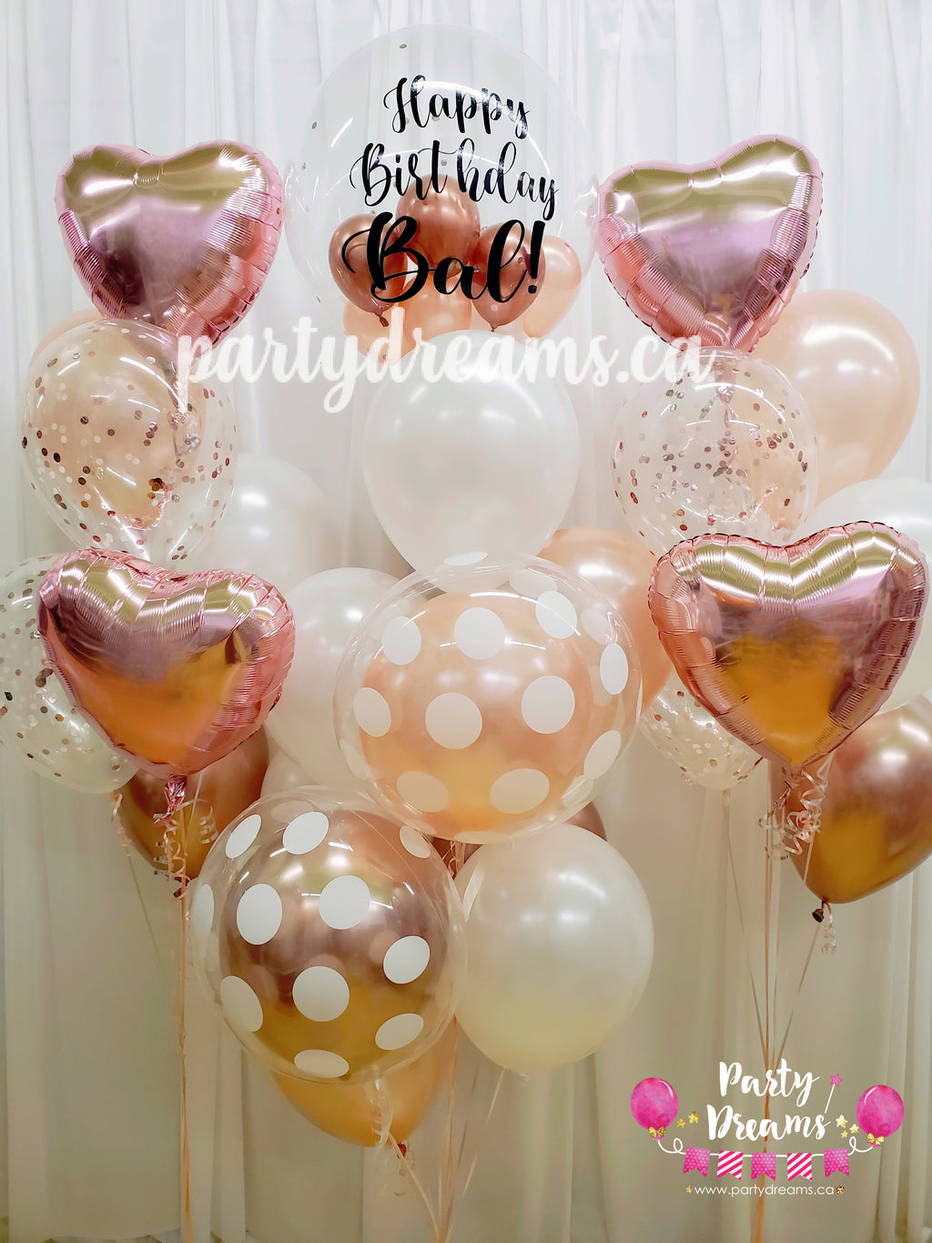 Rose Gold Sparkle ~ Bespoke Bubble Balloon Bouquet Set #185