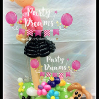 Balloon Sculpture - Golf Lady with Dog in Garden (Medium) #BP12
