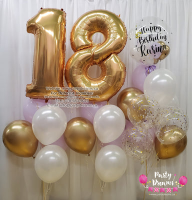 Fairytale Glam ~ Jumbo Number & Bespoke Bubble Balloon Bouquet Set #254