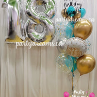 Full of Glamour ~ Jumbo Number & Bespoke Bubble Balloon Bouquet Set #164