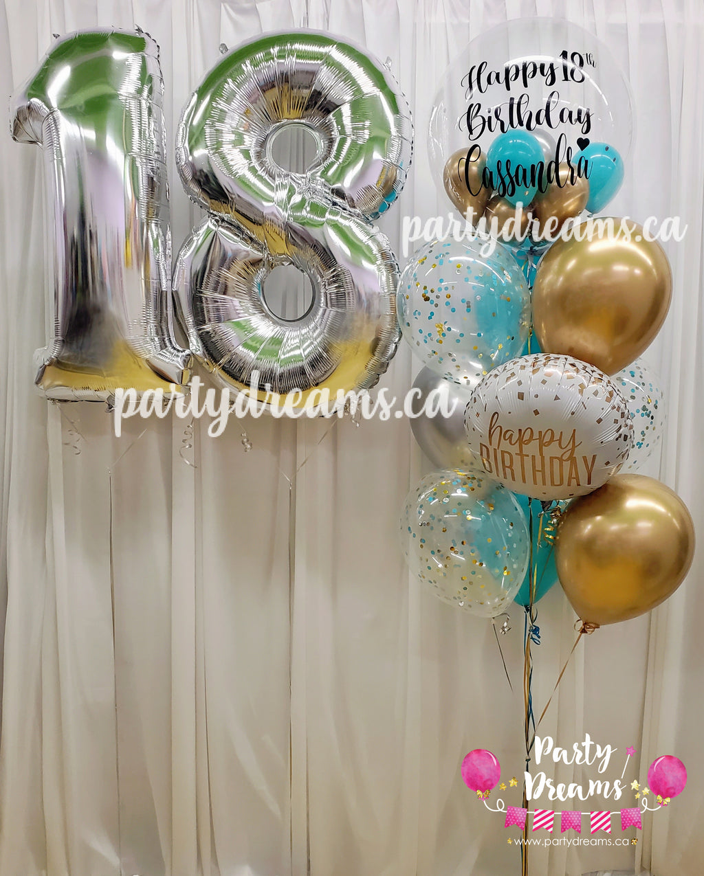 Full of Glamour ~ Jumbo Number & Bespoke Bubble Balloon Bouquet Set #164