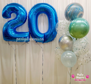 Fly Away ~ Jumbo Number Orbz Birthday Balloon Bouquet Set #123