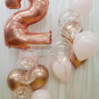 Rose Gold & Pastel Pink Delight ~ Jumbo Number Birthday Balloon Bouquet Set #331