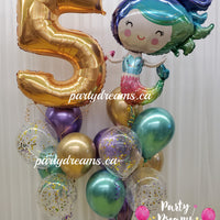 Pretty Mermaid ~ Jumbo Number Birthday Balloon Bouquet Set #JM81