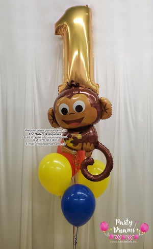 Monkey Party! ~ Jumbo Number Birthday Balloon Bouquet #295