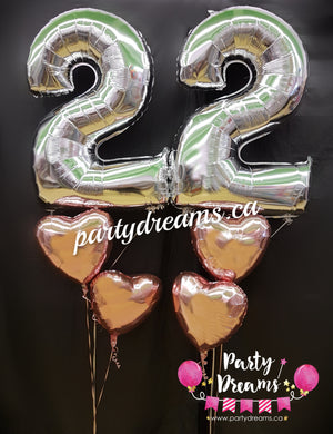 Jumbo Number with Heart Balloon Bouquet Set #298
