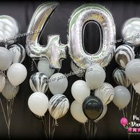 Classic B&W ~ Jumbo Number Birthday Balloon Set #MB1