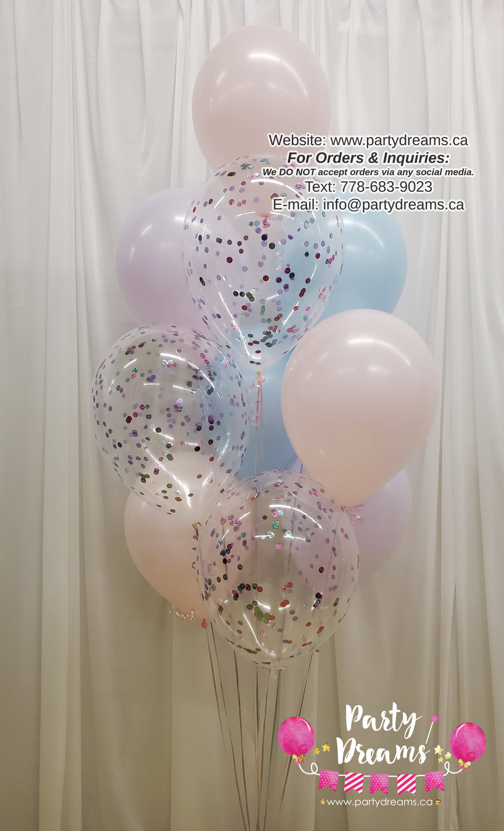 Soft Pastel Mix ~ 10 Standard & Confetti Latex Balloon Bouquet #CF12