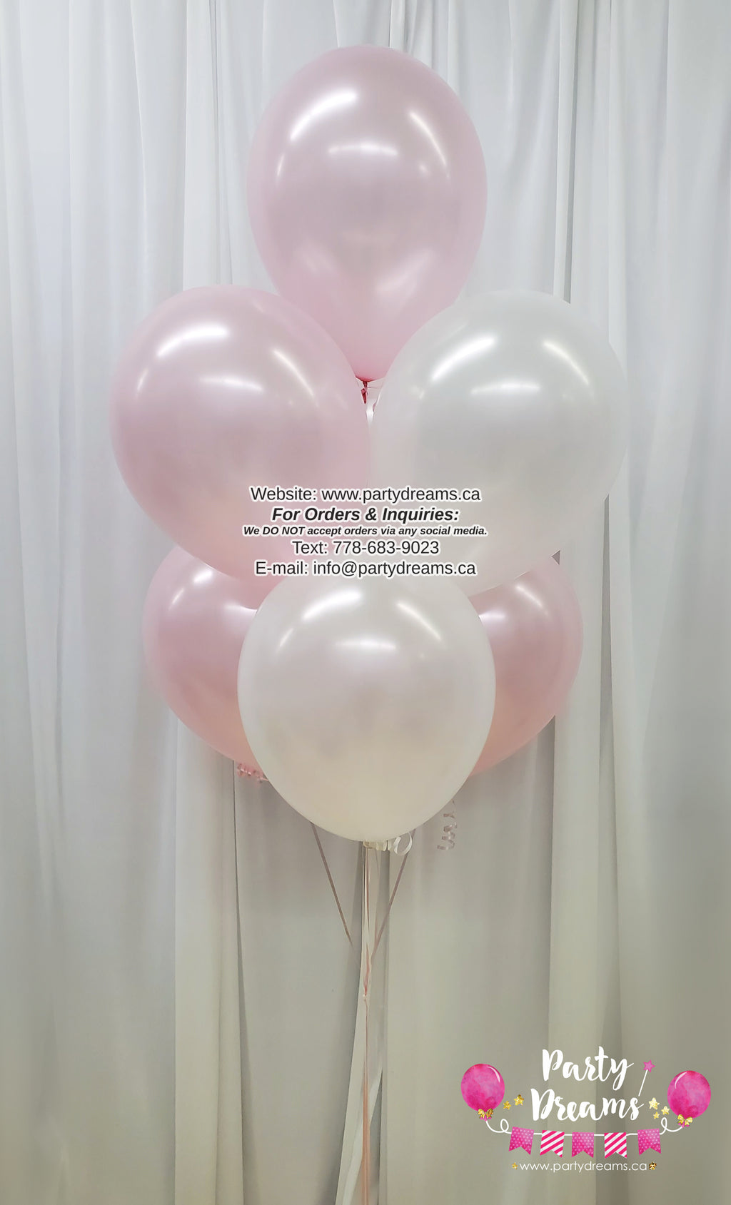 7 - Latex Balloon Bouquet (Pearl Pink & White Mix)