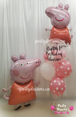 Peppa Pig Lover - Airwalker & Bespoke Bubble Birthday Balloon Bouquet Set #39
