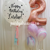 Jumbo Number & Personalized Birthday Round Balloon Bouquet Set #357