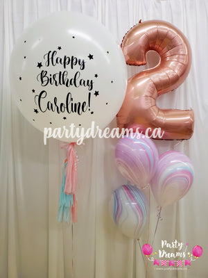 Jumbo Number & Personalized Birthday Round Balloon Bouquet Set #357