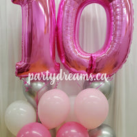 Bright Pink Jumbo Number Balloon Bouquet Set #156