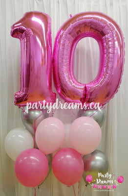 Bright Pink Jumbo Number Balloon Bouquet Set #156