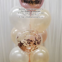 Bespoke Rose Gold Confetti Bubble Balloon Bouquet #CH22