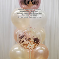Bespoke Rose Gold Confetti Bubble Balloon Bouquet #CH22