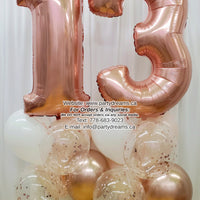 Angel Blush ~ Jumbo Number Birthday Balloon Bouquet Set #129