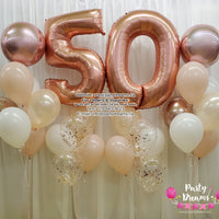 Pretty Blush ~ Rose Gold Jumbo Number Birthday Balloon Bouquet Set #267