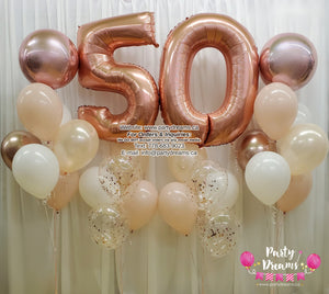 Pretty Blush ~ Rose Gold Jumbo Number Birthday Balloon Bouquet Set #267