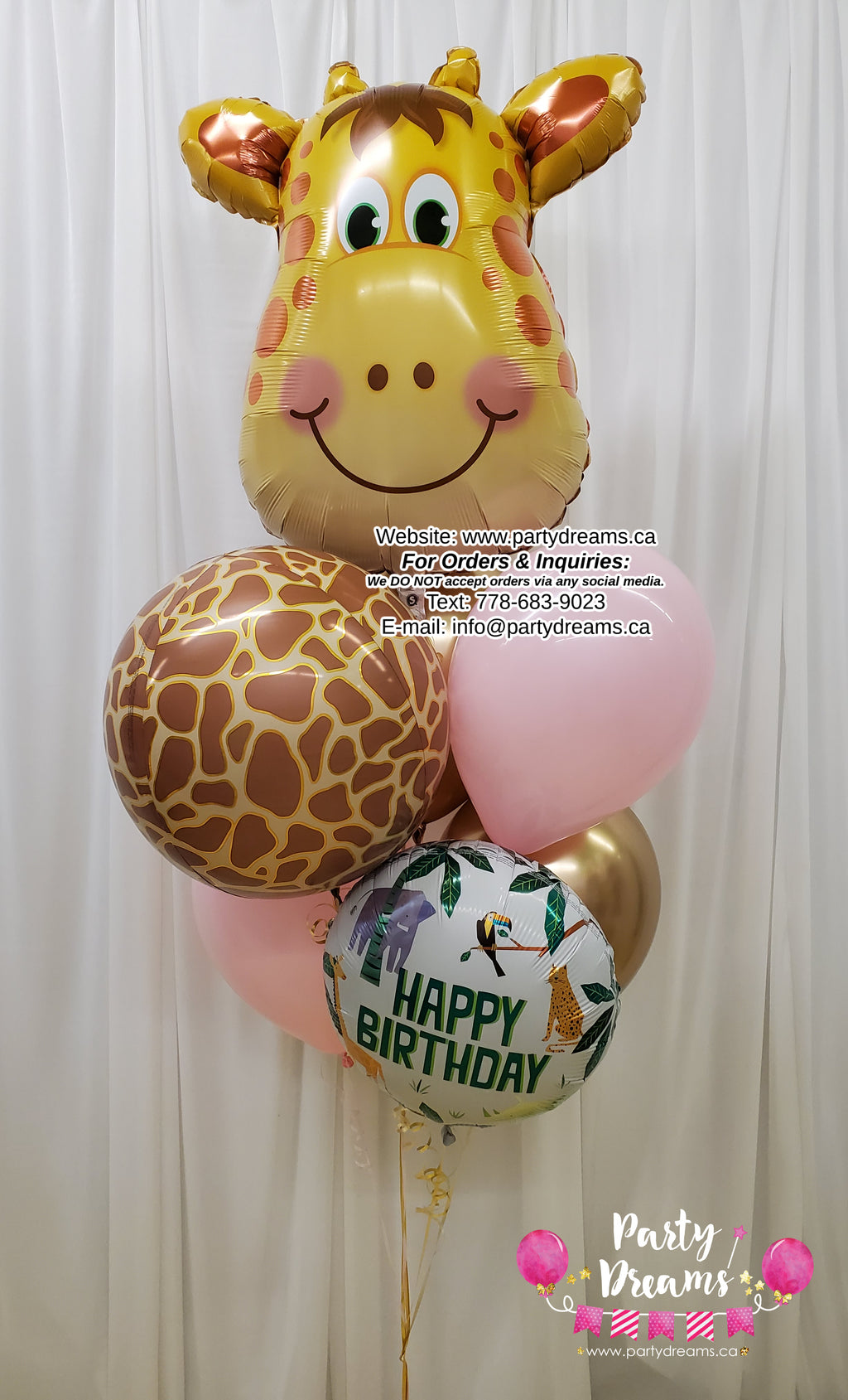 Safari Giraffe Party! ~ Birthday Balloon Bouquet #293