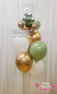 Simply Gold & Sage ~ Bespoke Bubble Balloon Bouquet #291