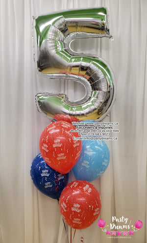 Jumbo Number Birthday Balloon Bouquet Set #304
