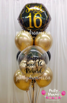 Brilliant 16! ~ Bespoke Bubble Birthday Balloon Bouquet #163