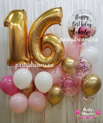 Super Sweet 16 ~ Jumbo Number & Bespoke Bubble Balloon Bouquet Set #127