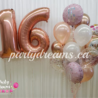 Sweet 16 Jumbo Number Birthday Balloon Bouquet Set #83