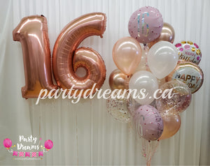 Sweet 16 Jumbo Number Birthday Balloon Bouquet Set #83