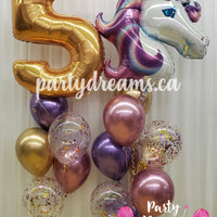 Shimmery Unicorn ~ Jumbo Number Birthday Balloon Bouquet Set #168