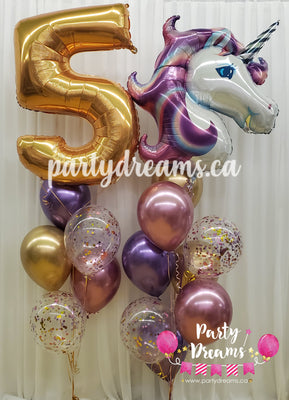 Shimmery Unicorn ~ Jumbo Number Birthday Balloon Bouquet Set #168