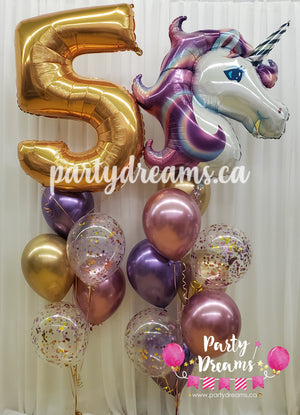 Shimmery Unicorn ~ Jumbo Number Birthday Balloon Bouquet Set #168