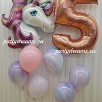 Dreamy Unicorn ~ Jumbo Number Birthday Balloon Bouquet Set #68