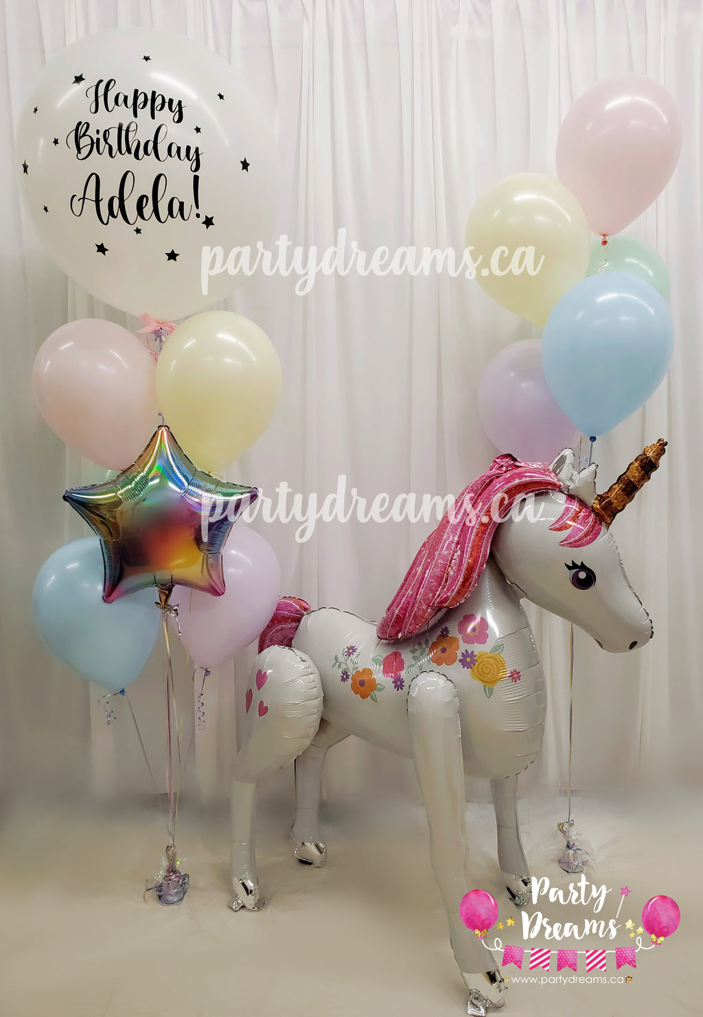Make A Wish! ~ Unicorn Airwalker Birthday Balloon Bouquet Set #110